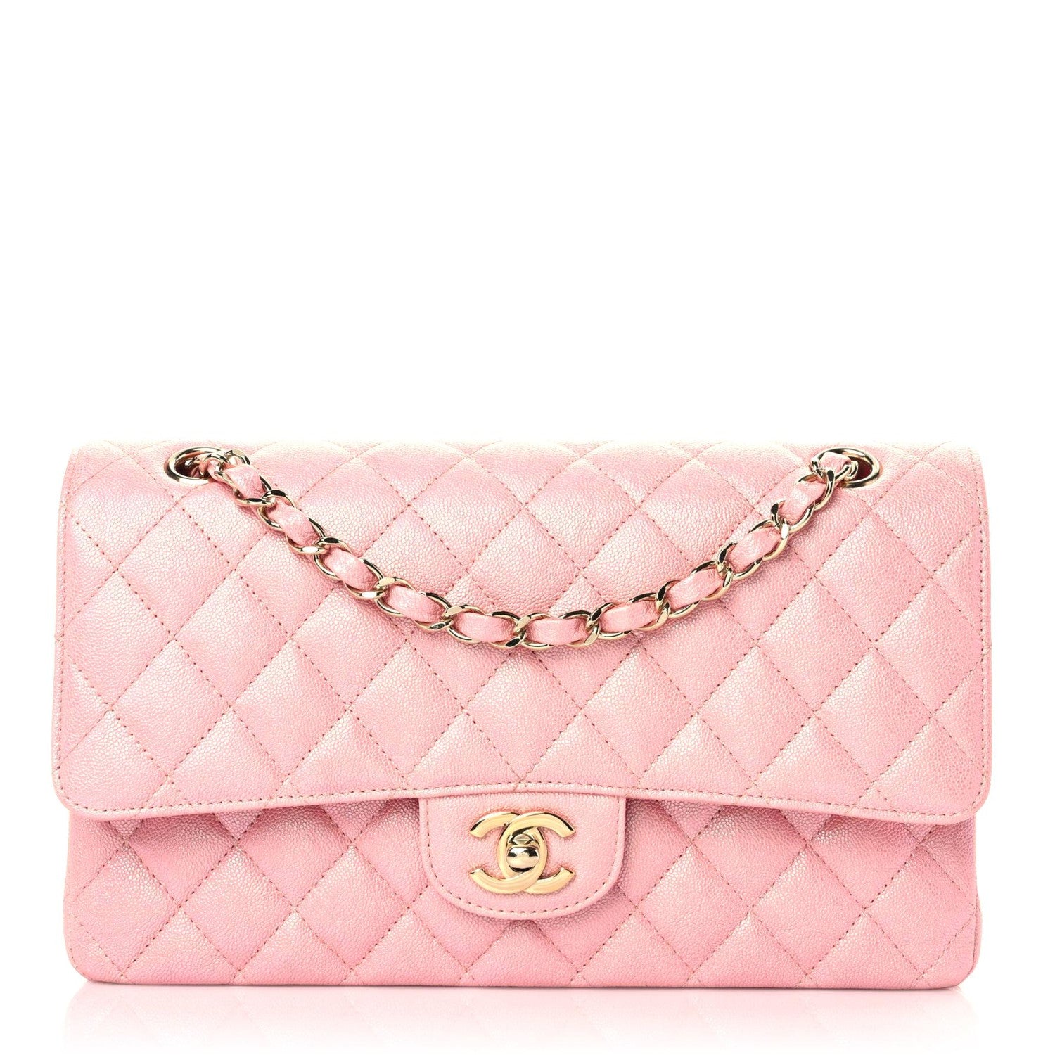 Chanel Iridescent Caviar Quilted Medium Double Flap Rose Pink 1 of 9
