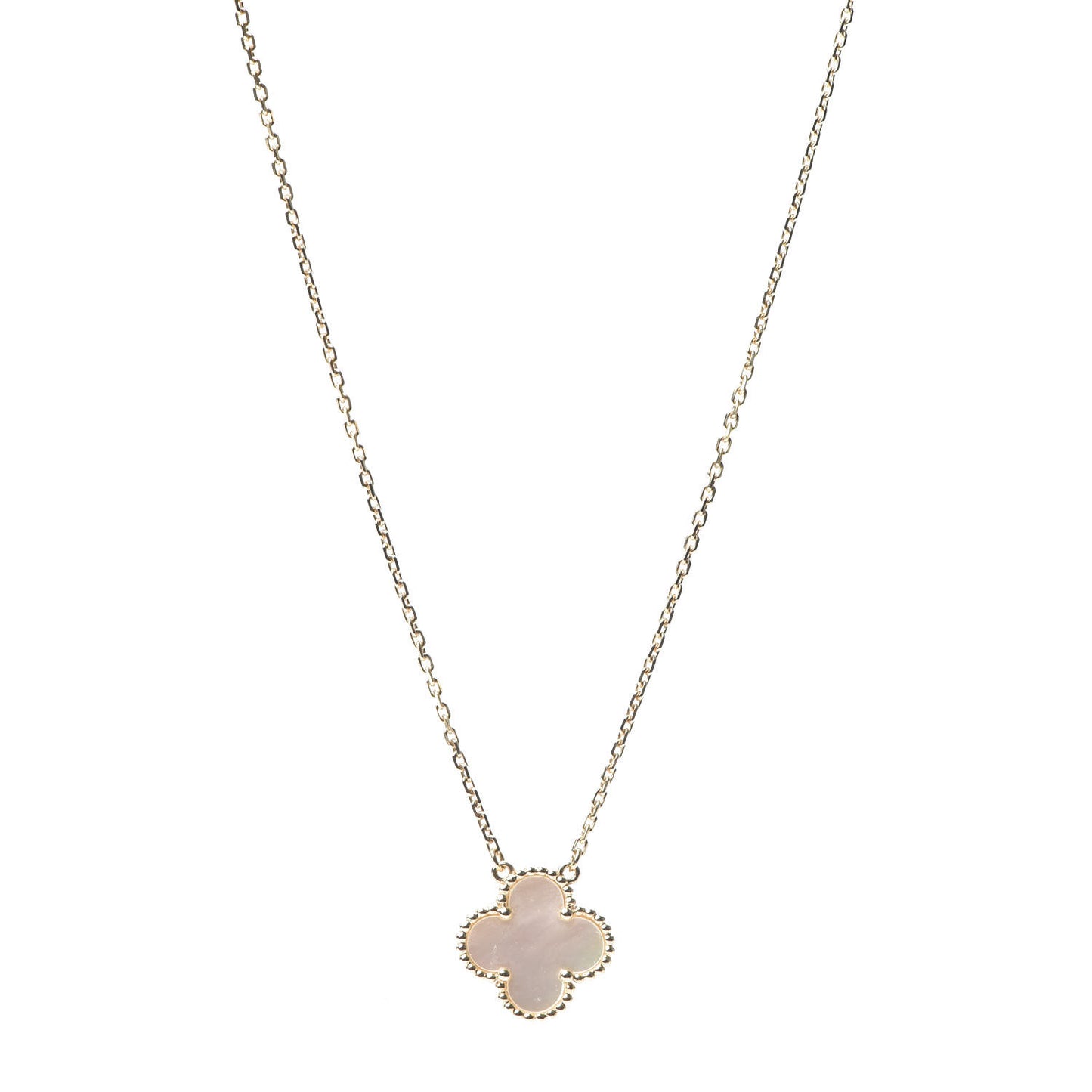 18K Yellow Gold Mother of Pearl Vintage Alhambra Pendant Necklace