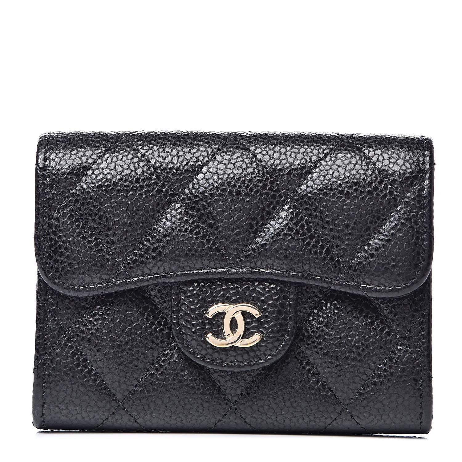 Chanel Caviar Quilted Flap Card Holder Wallet Black 1 of 9
