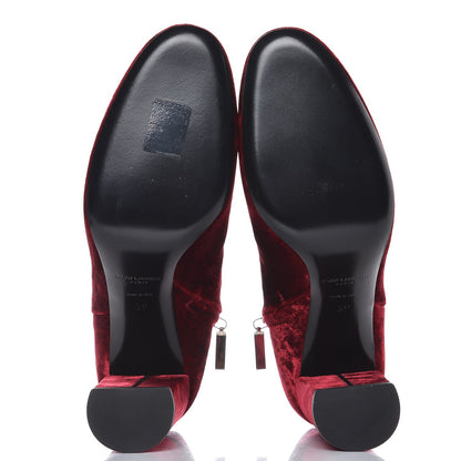 Saint Laurent Velvet Loulou Ankle Boots 39 Rouge Eros 5 of 9