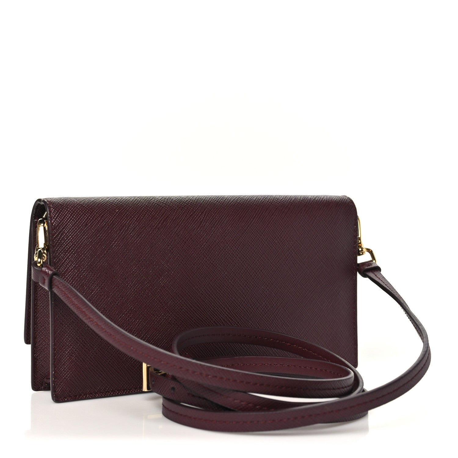 Prada Saffiano Metal Triangle Logo Mini Bag Bordeaux 3 of 10