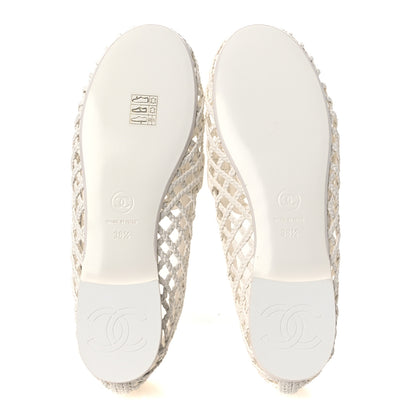 Chanel Braided Lambskin Mule Sandals 38.5 White 7 of 10