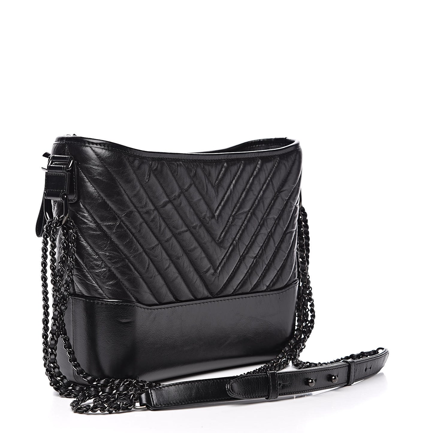Aged Calfskin Chevron Quilted Medium Gabrielle Hobo So Black
