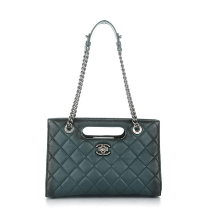 Chanel Goatskin Quilted Large Perfect Edge Shopping Tote Dark Green 1 of 7