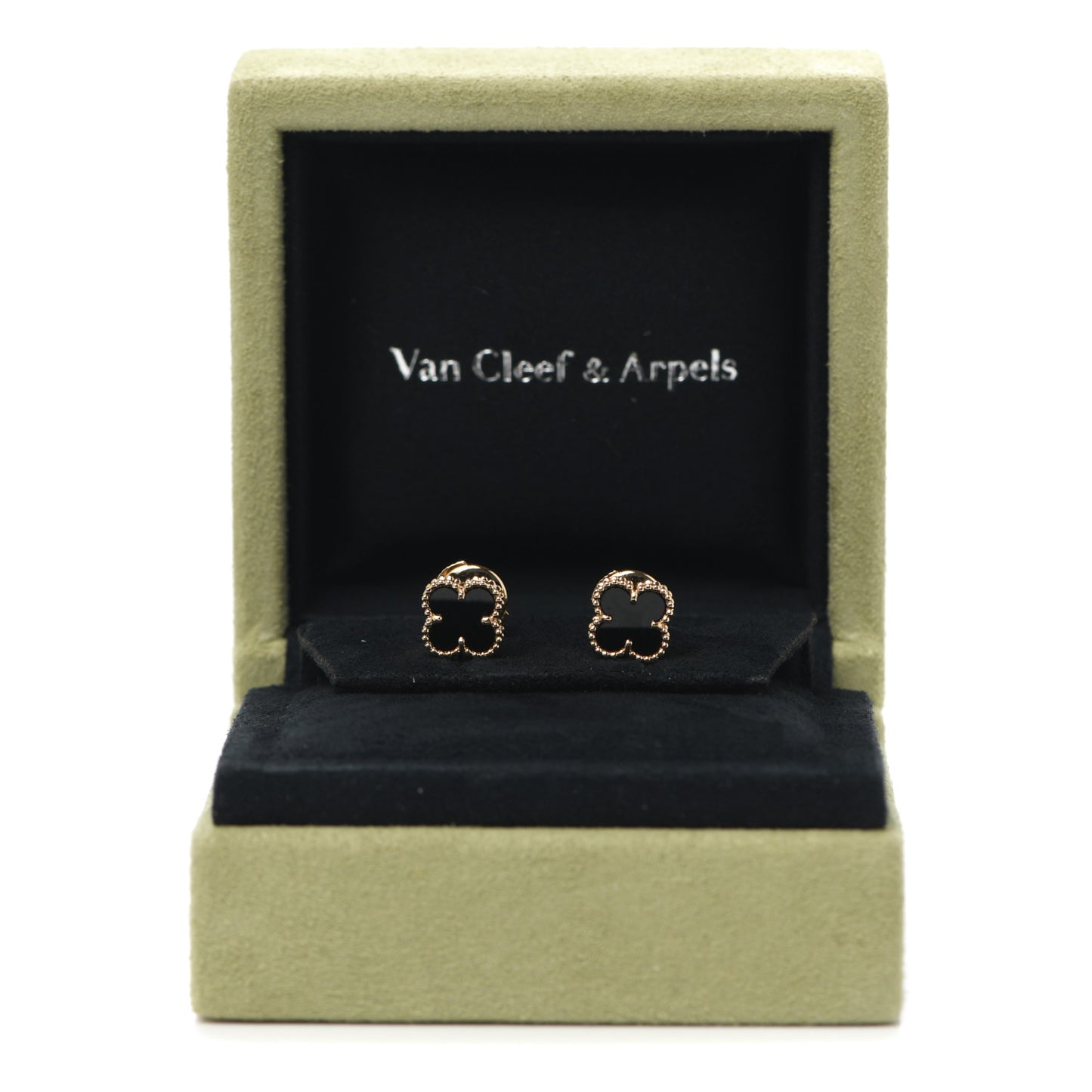 18K Yellow Gold Black Onyx Sweet Alhambra Earrings