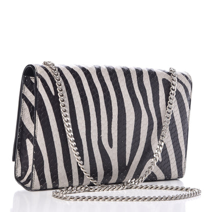 Saint Laurent Python Calfskin Embossed Zebra Print Medium Kate Tassel Satchel Black 3 of 10