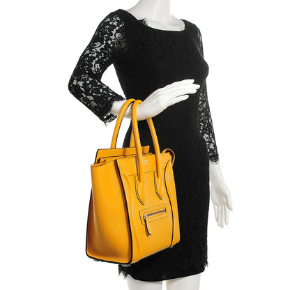 Celine Drummed Calfskin Micro Luggage Ocre 2 of 8