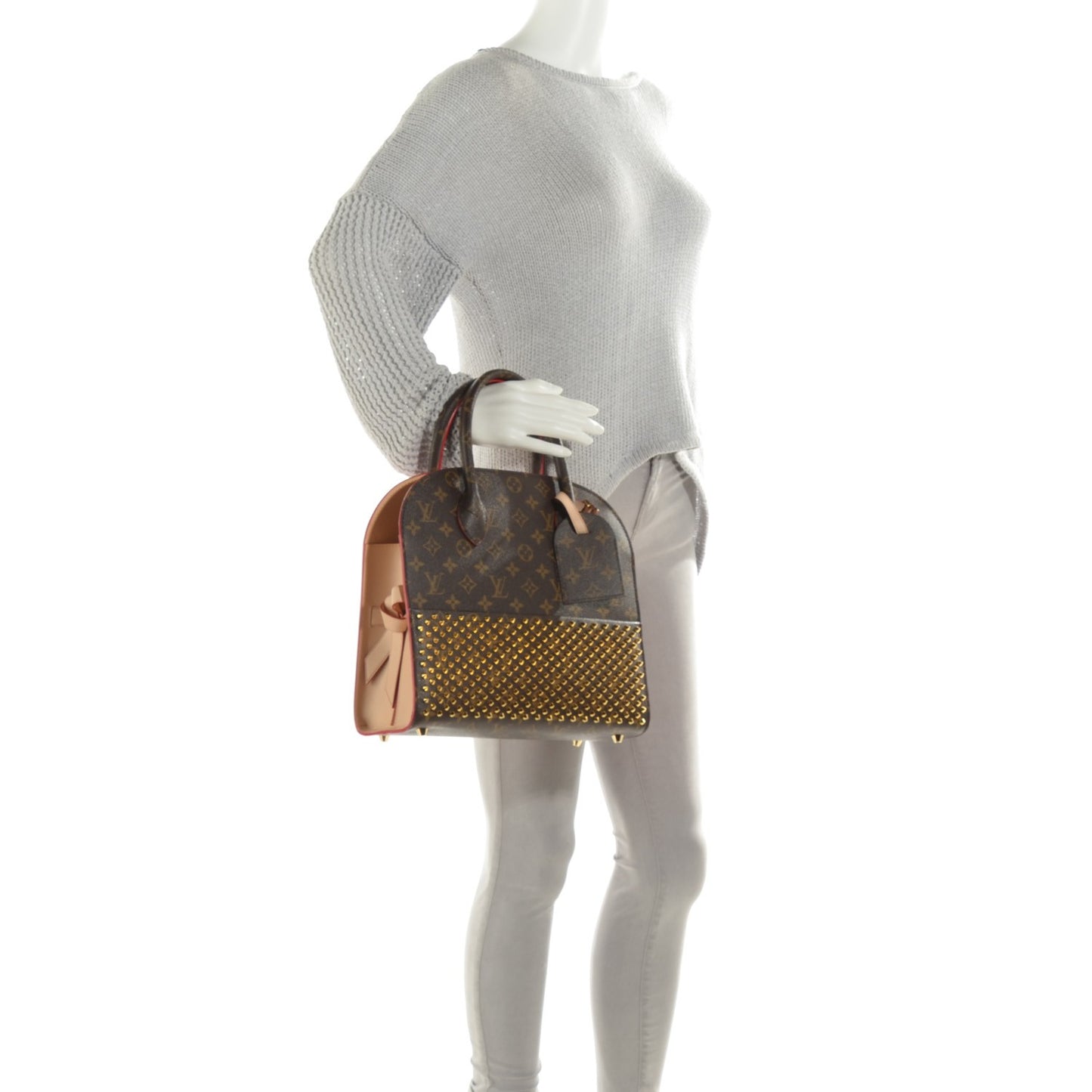 Monogram Calf Hair Spikes Iconoclasts Christian Louboutin Tote Red