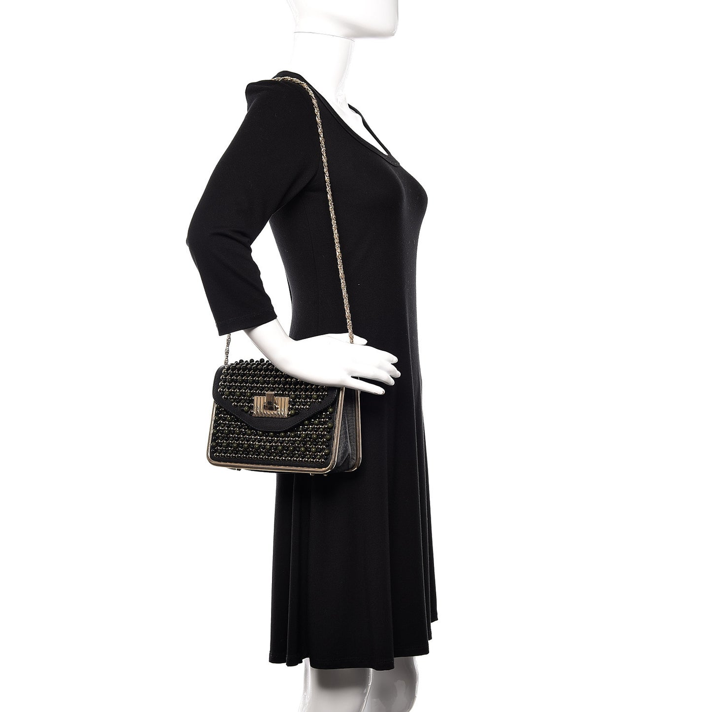 Beaded Small Sally Flap Bag Black