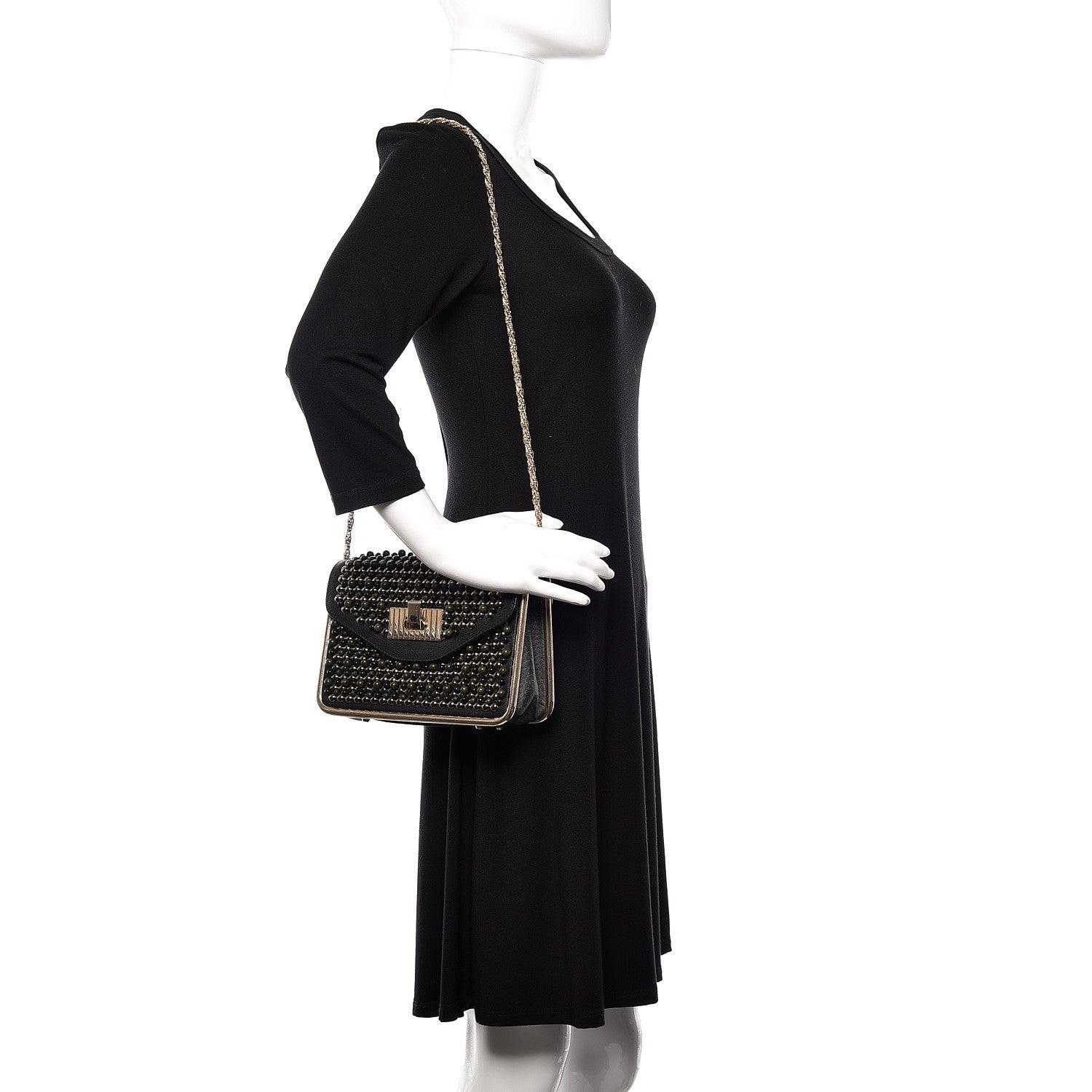 Chloe Beaded Small Sally Flap Bag Black 2 of 8