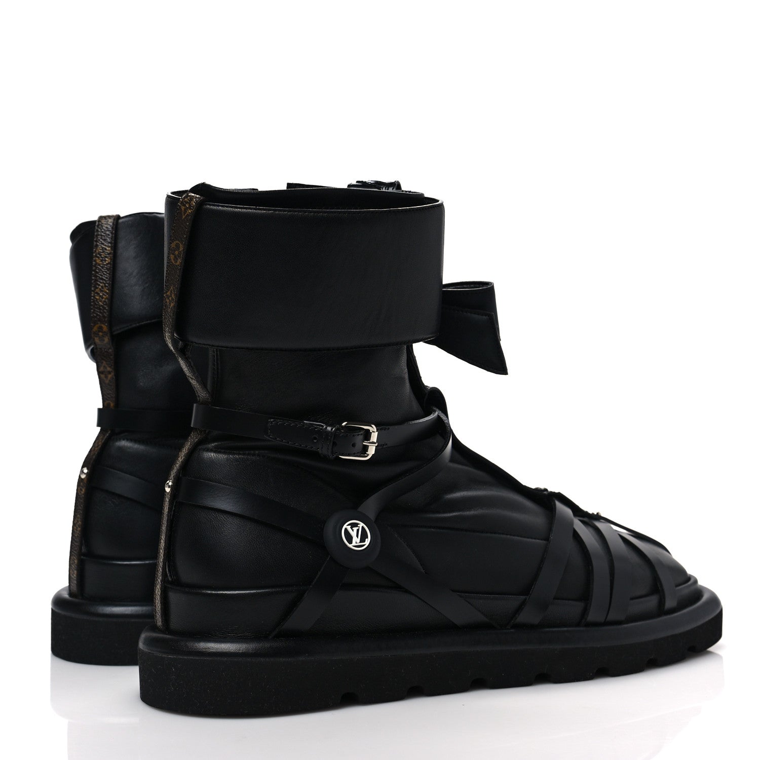 Louis Vuitton X FORNASETTI Lambskin Calfskin Square Pillow Flat Ankle Boots 40 Black 4 of 6