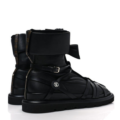 Louis Vuitton X FORNASETTI Lambskin Calfskin Square Pillow Flat Ankle Boots 40 Black 4 of 6