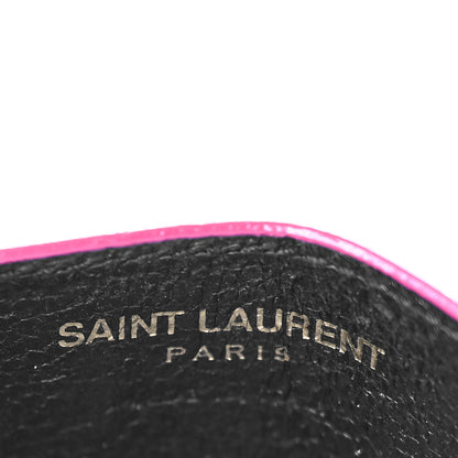 Saint Laurent Grain De Poudre Matelasse Chevron Monogram Credit Card Case Fresh Fuxia 6 of 8