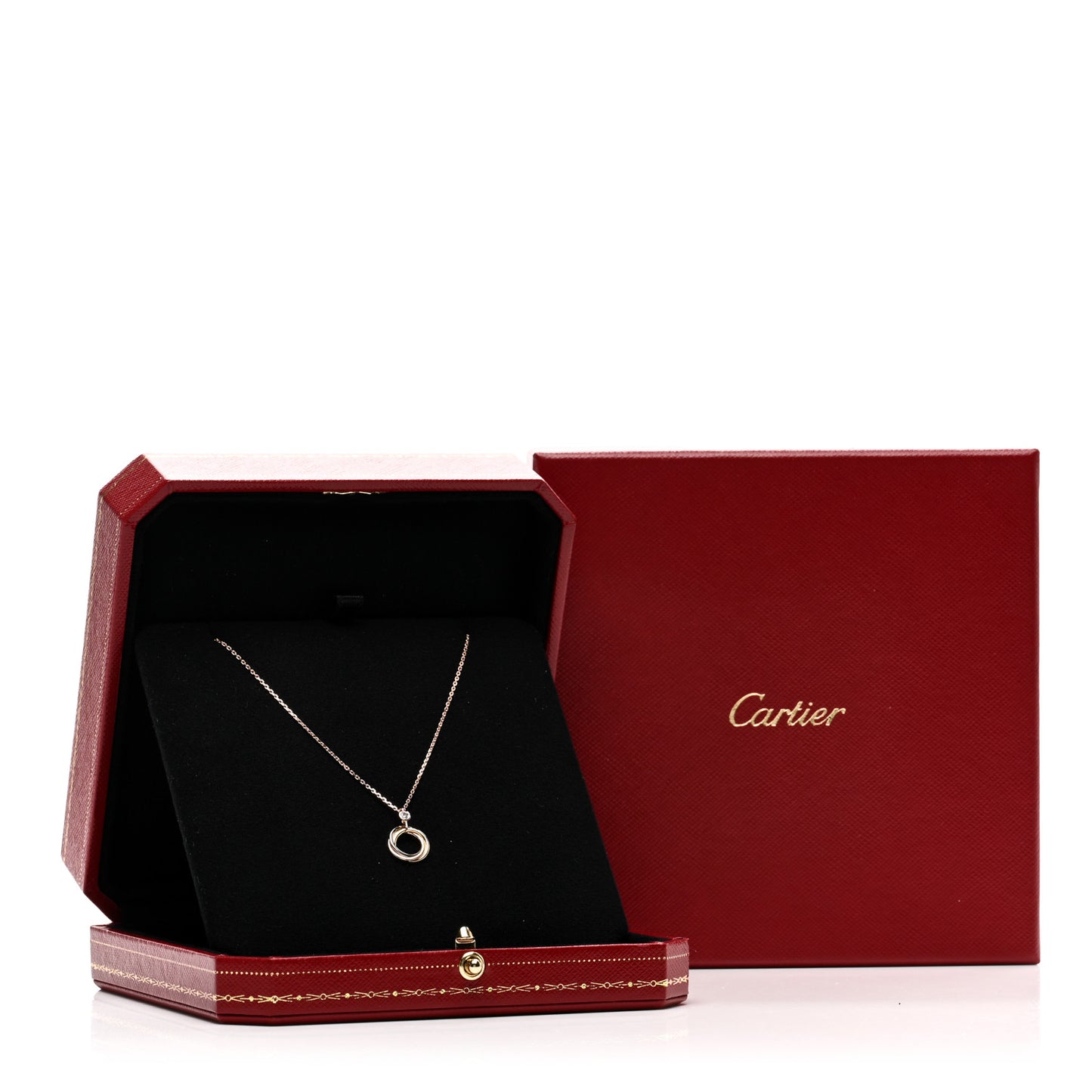 18K Pink Yellow White Gold Diamond Trinity Pendant Necklace
