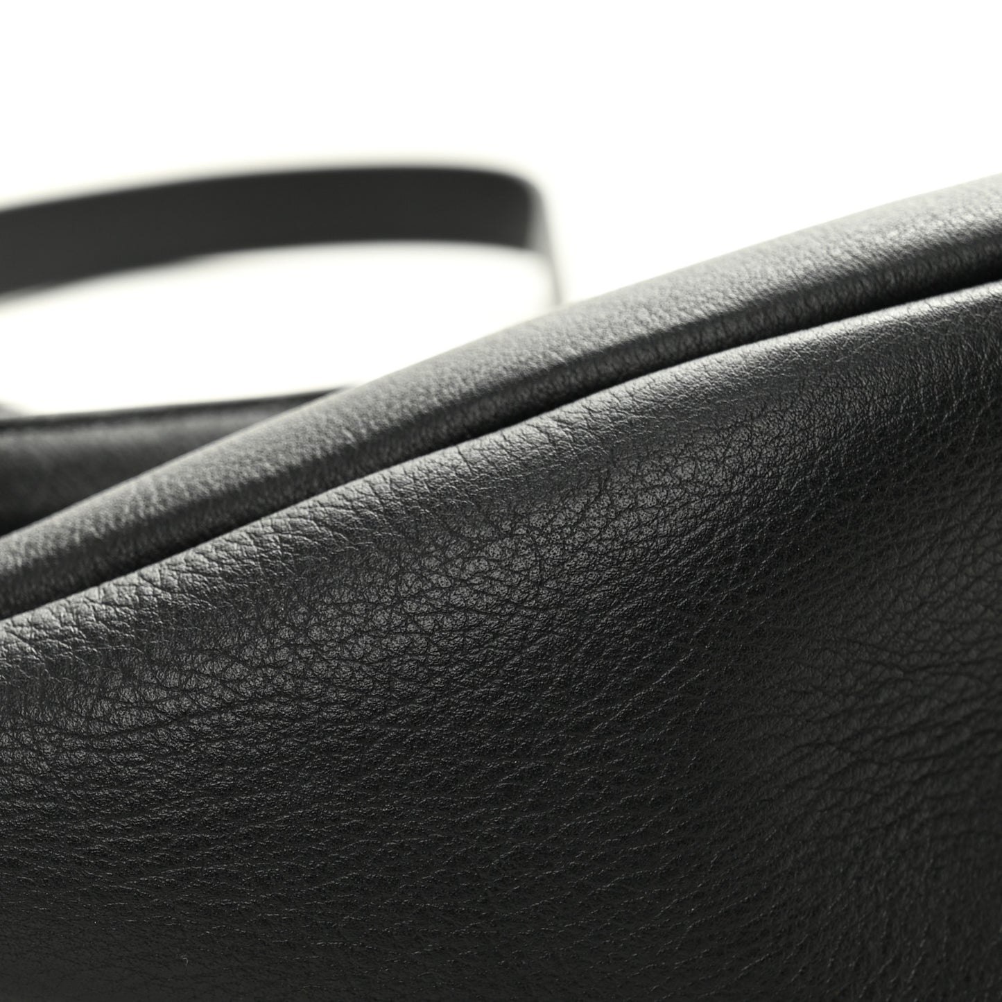 Grained Calfskin Small Slouchy Banana Bag Black