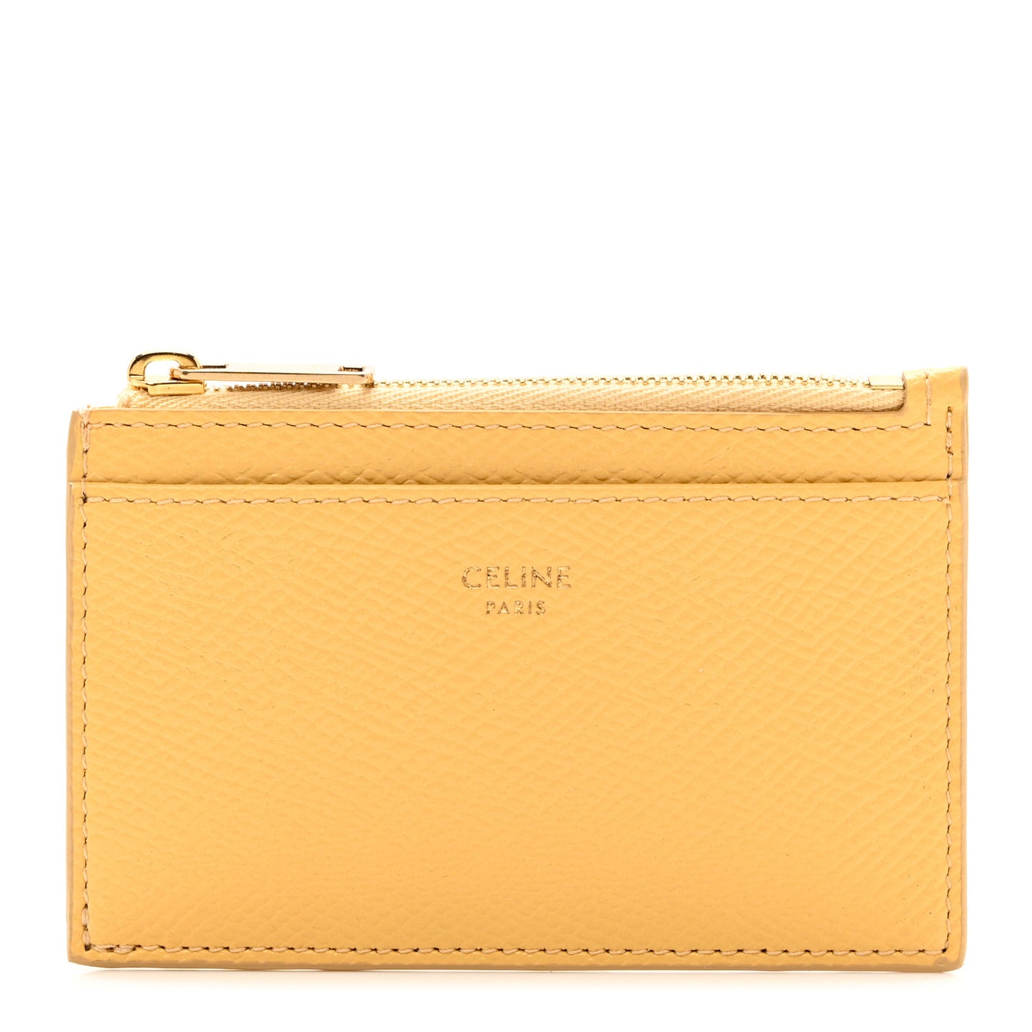 Grained Calfskin Zipped Card Holder