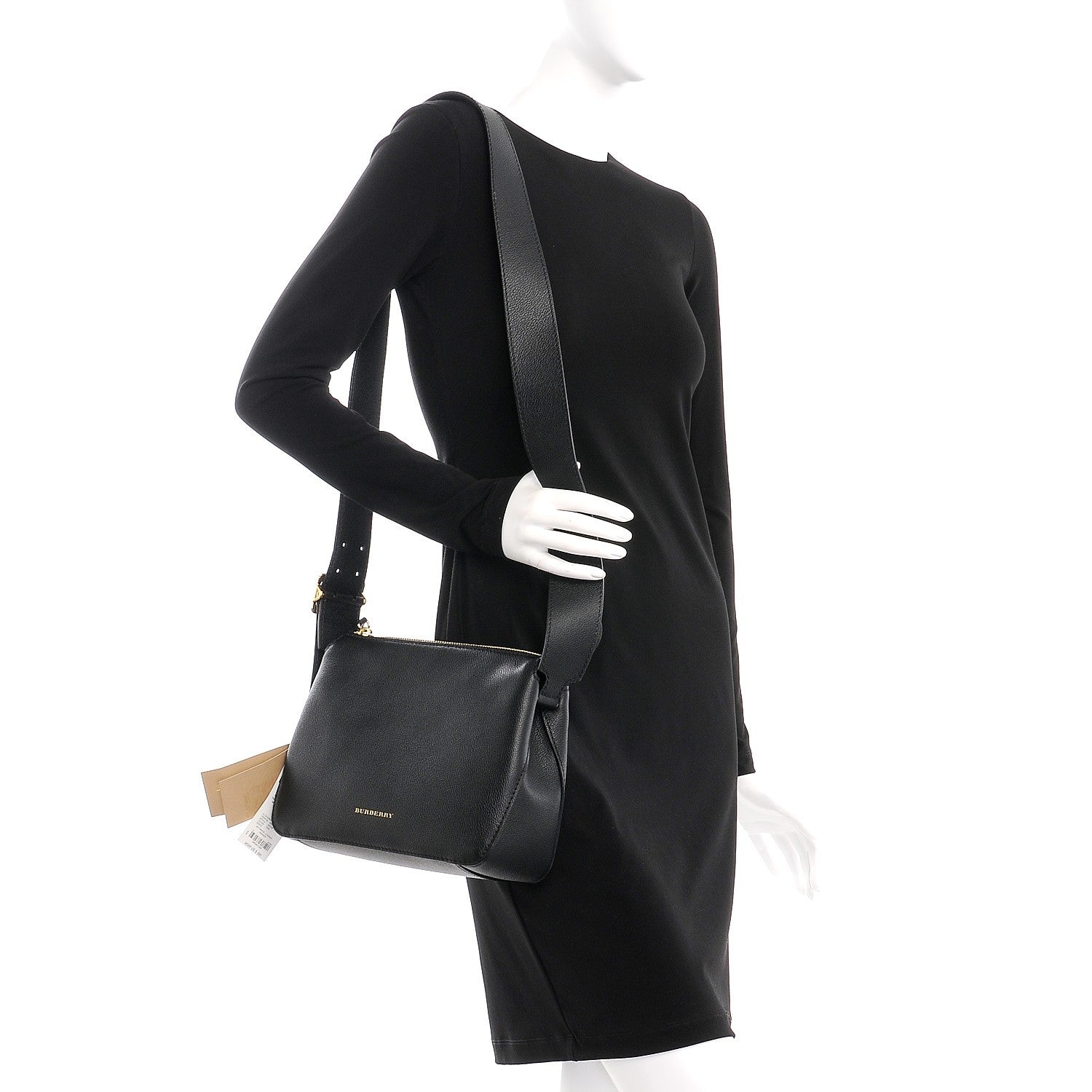 Burberry Soft Grain Calfskin House Check Small Helmsley Crossbody Black 2 of 8