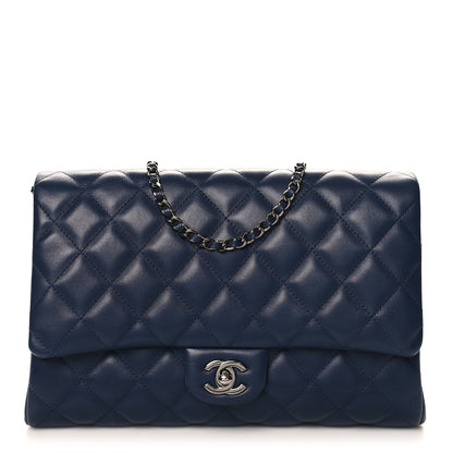 Chanel Lambskin Quilted Clutch with Chain Flap Navy 1 of 10