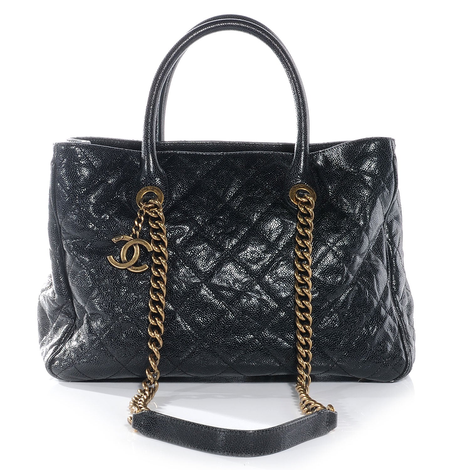 Chanel Glazed Calfskin Quilted Shiva Tote Black 1 of 7