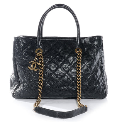 Chanel Glazed Calfskin Quilted Shiva Tote Black 1 of 7
