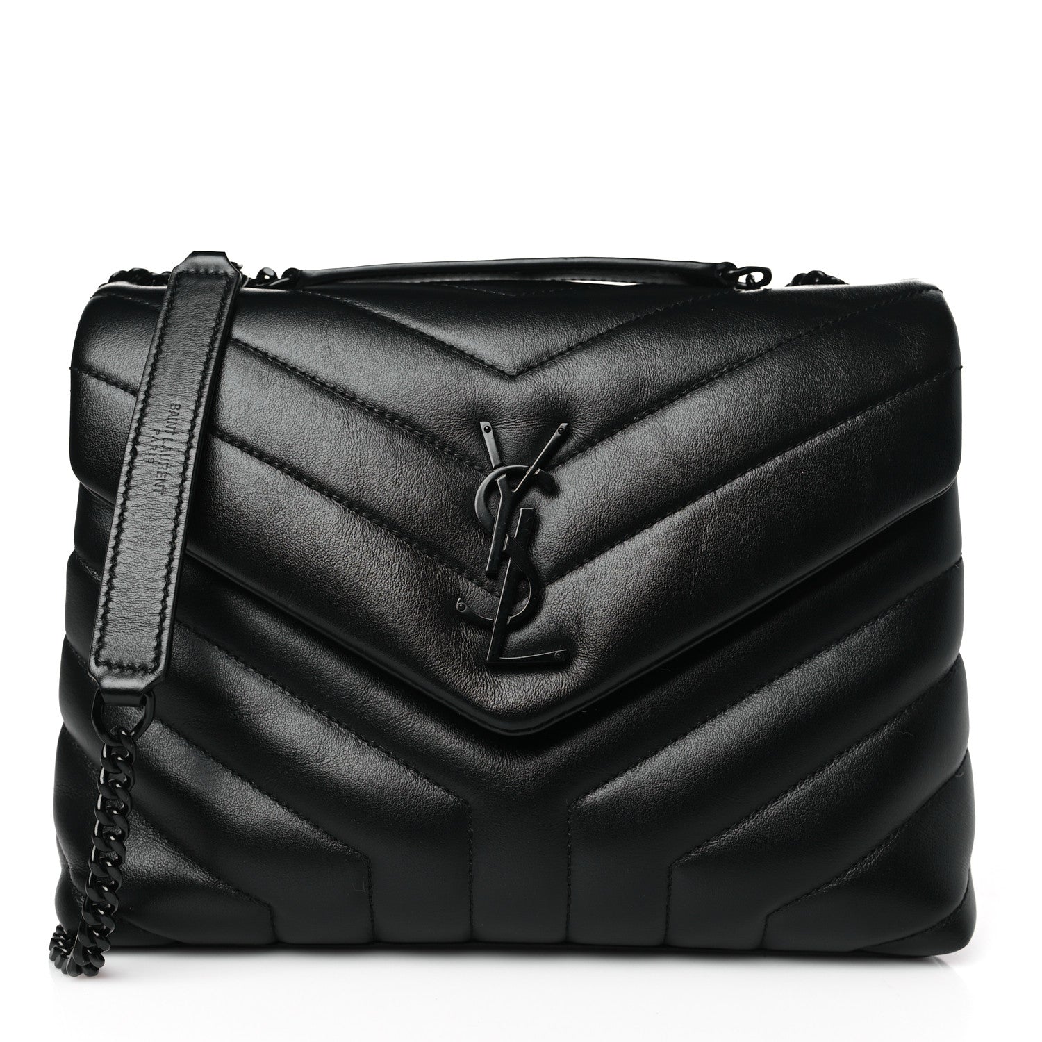 Saint Laurent Calfskin Y Quilted Monogram Monochrome Small Loulou Chain Satchel Black 1 of 10