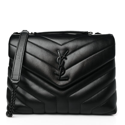 Saint Laurent Calfskin Y Quilted Monogram Monochrome Small Loulou Chain Satchel Black 1 of 10