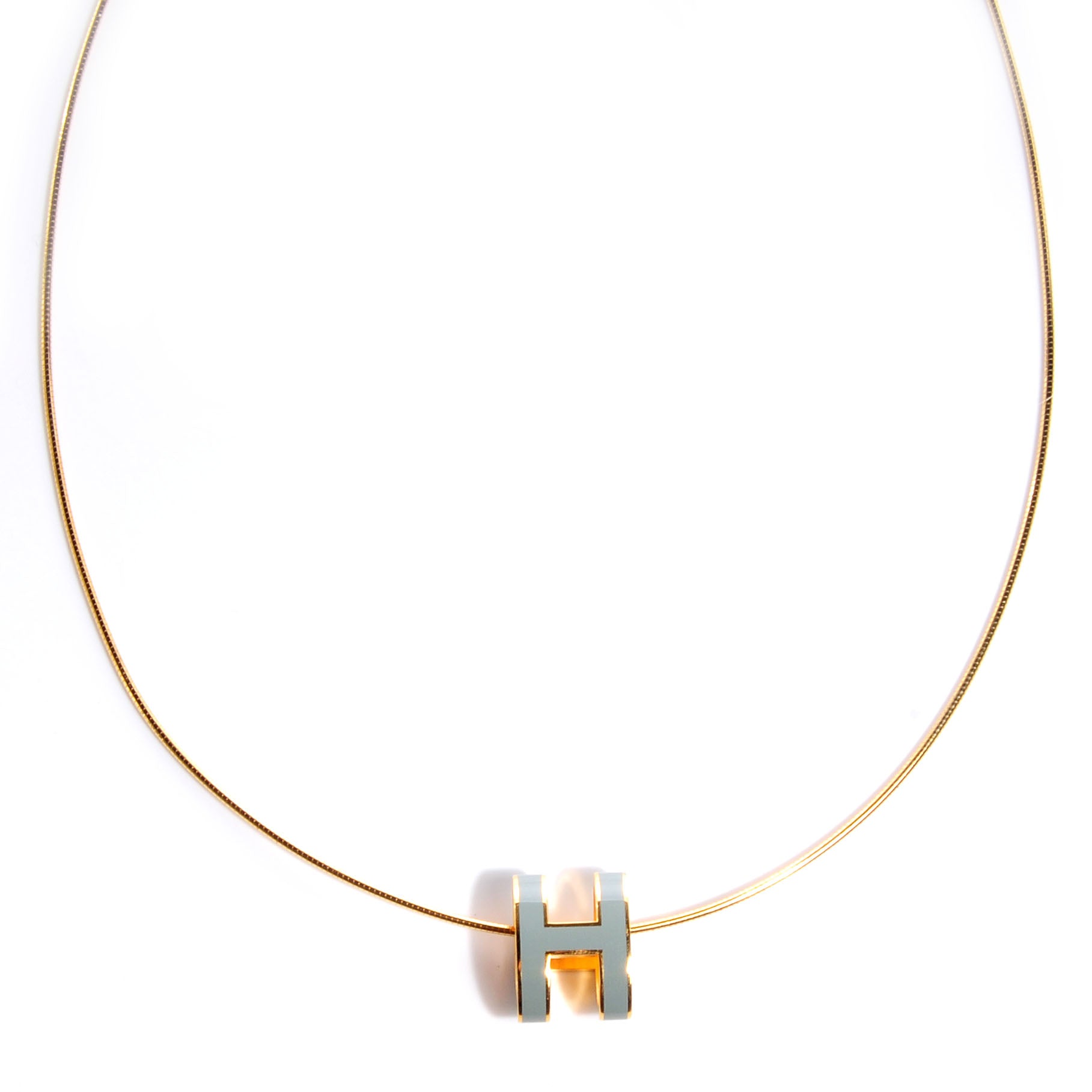 Hermes Gold Plated Pop H Necklace Bleu Lin 1 of 5