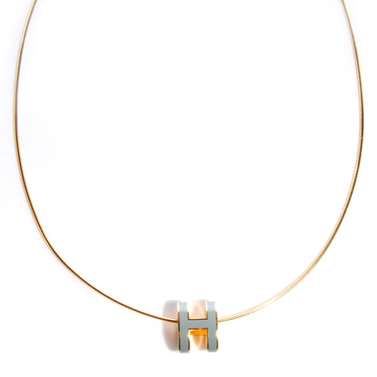 Hermes Gold Plated Pop H Necklace Bleu Lin 1 of 5