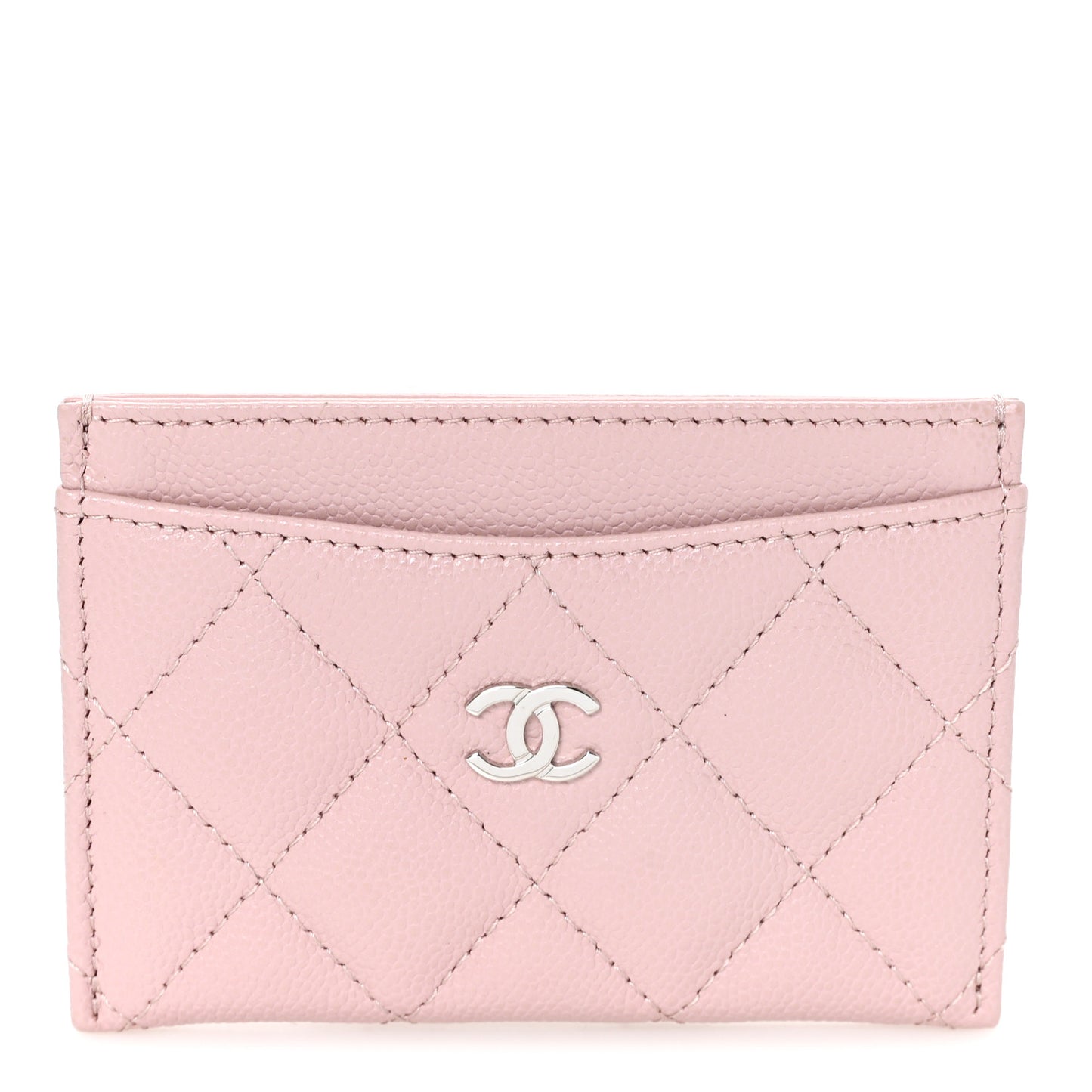 Caviar Quilted Card Holder Light Pink