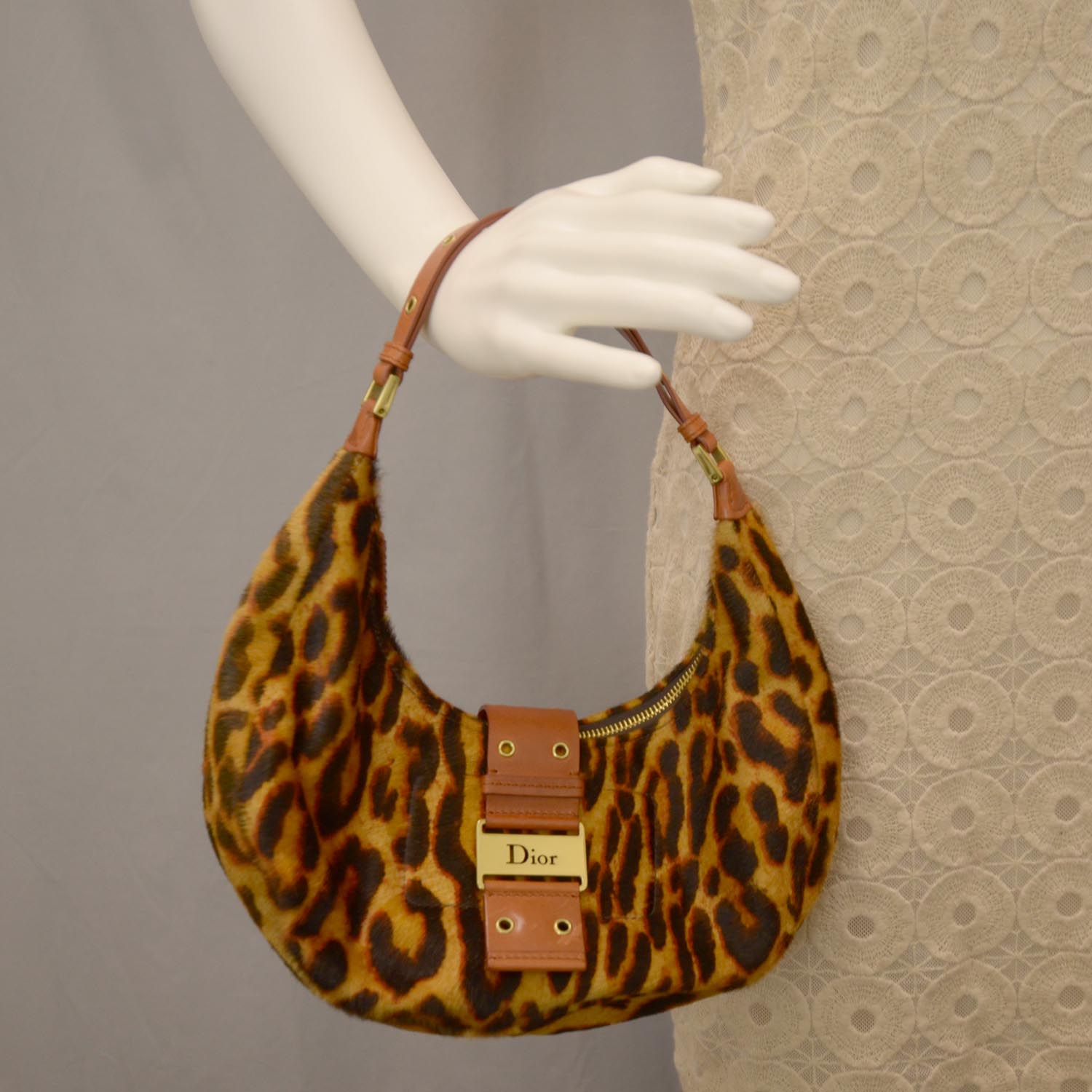 Christian Dior Pony Hair Leopard Street Chic Hobo 2 of 8