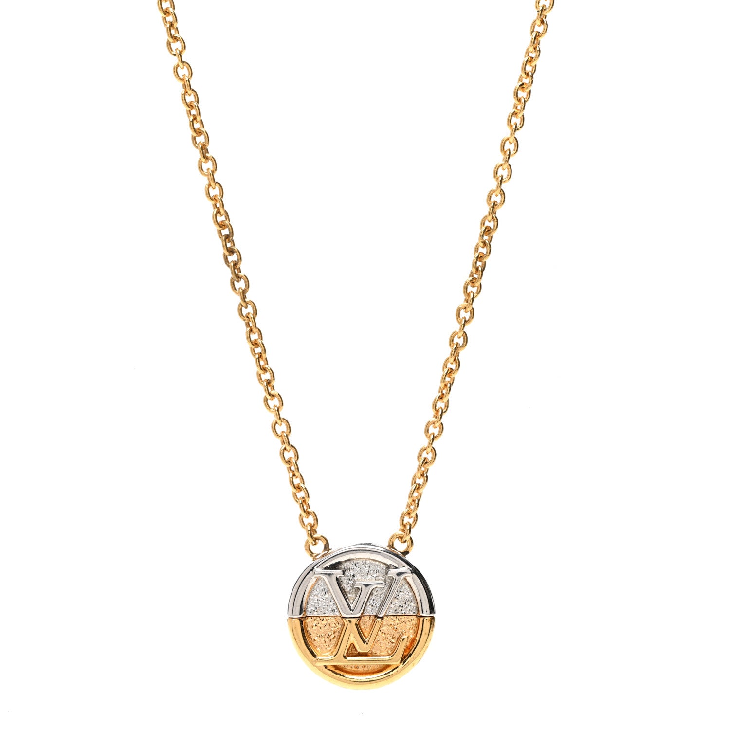 Louis Vuitton Metal L to V Necklace Gold Silver 1 of 6