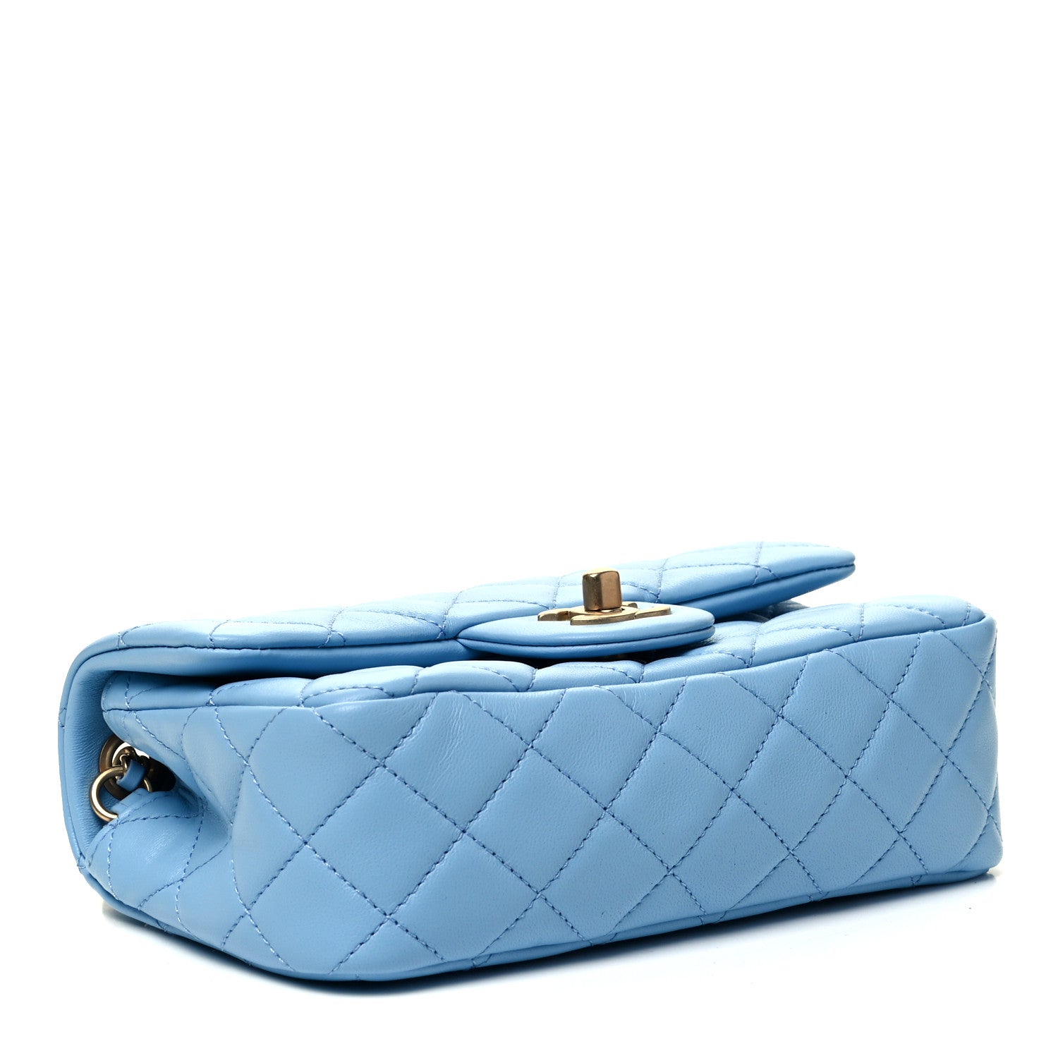 Chanel Lambskin Quilted Mini Rectangular Pearl Crush Flap Light Blue 3 of 8