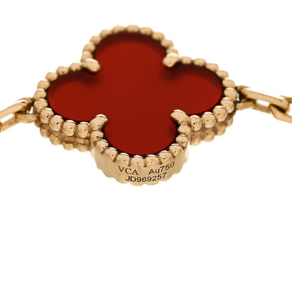 Van Cleef & Arpels 18K Yellow Gold Carnelian 5 Motifs Vintage Alhambra Bracelet 3 of 5