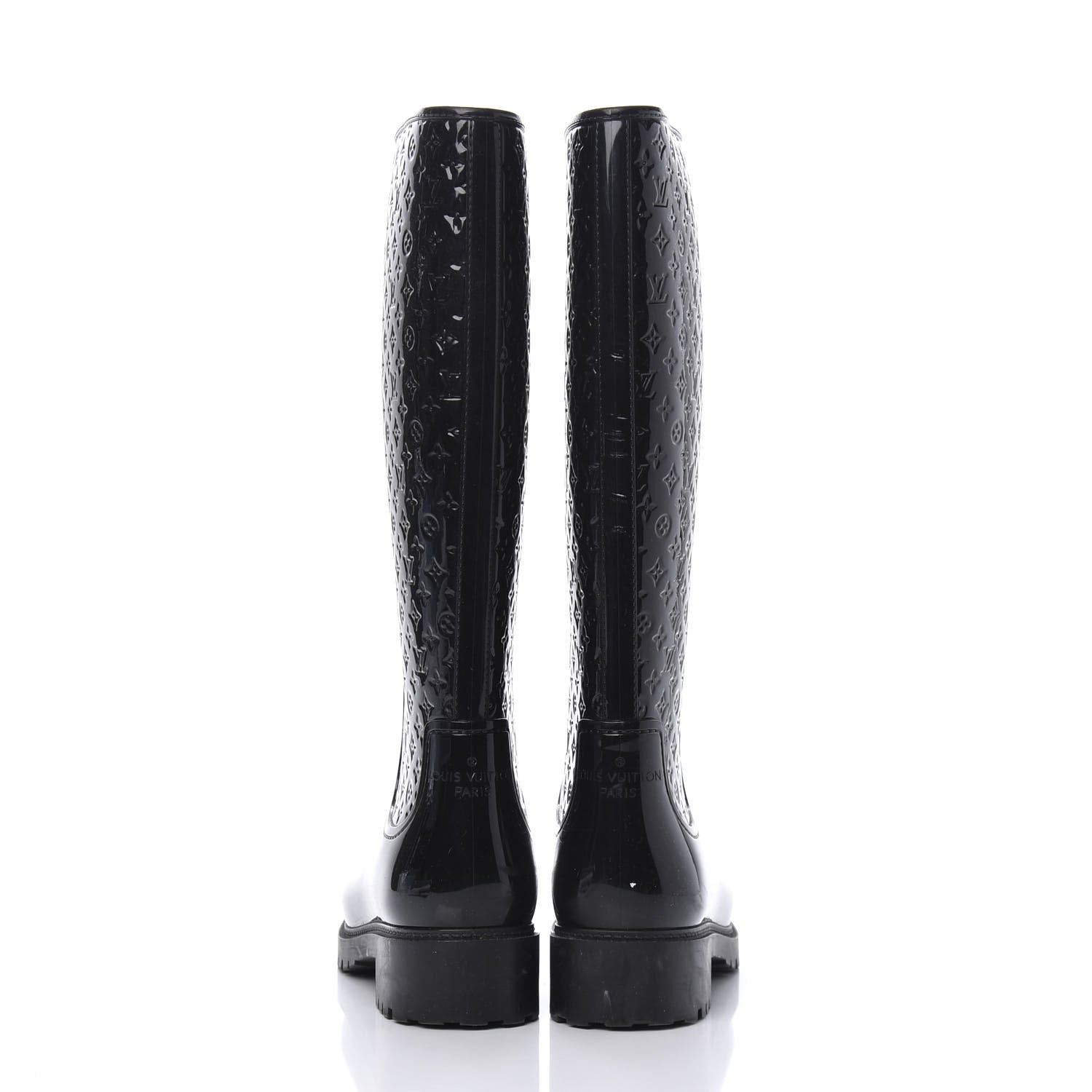 Louis Vuitton Rubber Embossed Monogram Splash Rain Boots 38 Black 5 of 7