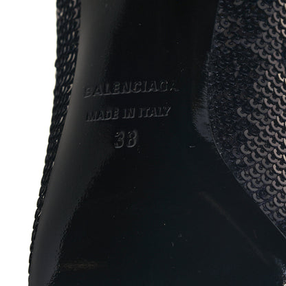 Balenciaga Metallic Sequin Spandex 110mm Knife Thigh High Boots 38 Black 6 of 7