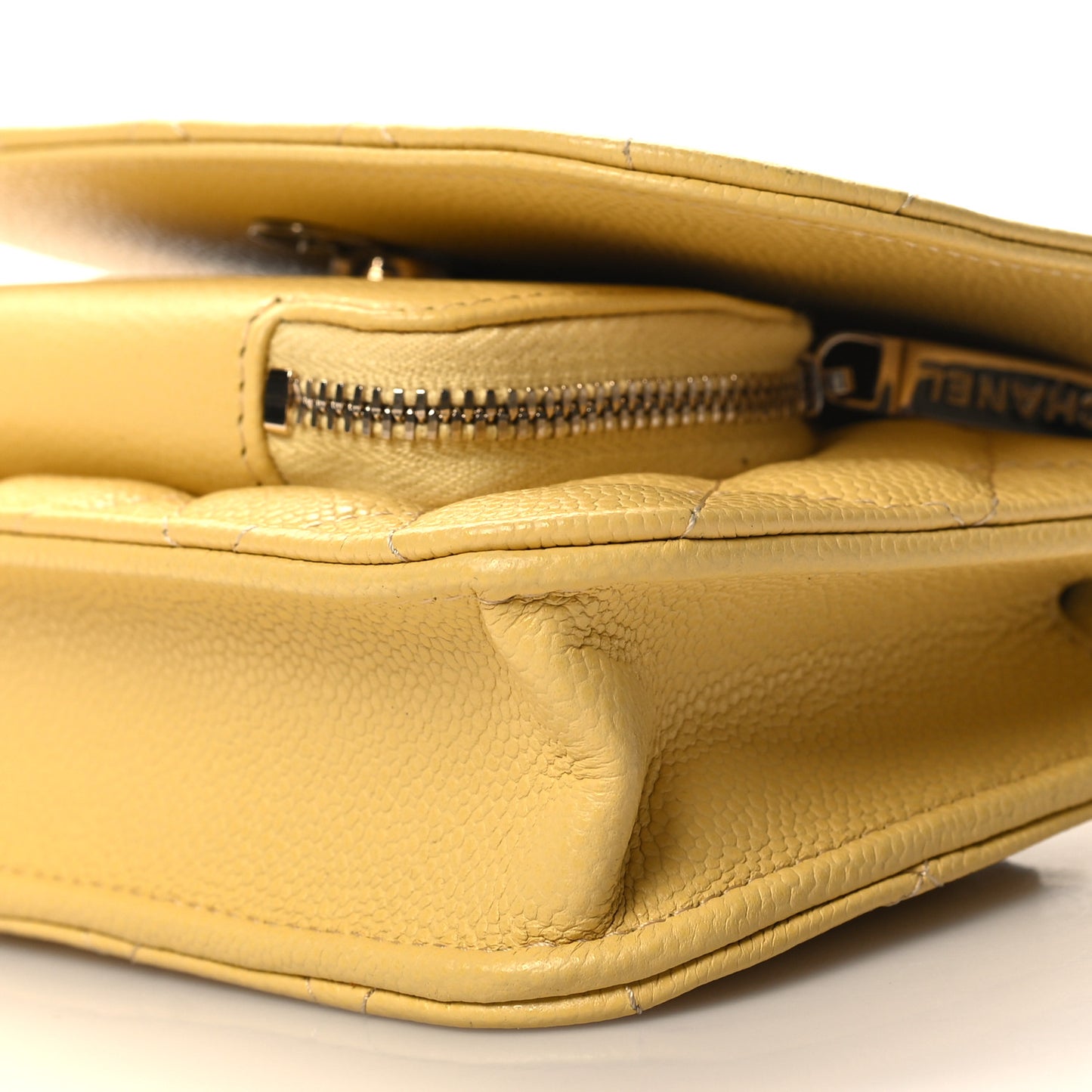 Caviar Quilted Business Affinity Clutch With Chain Flap Yellow