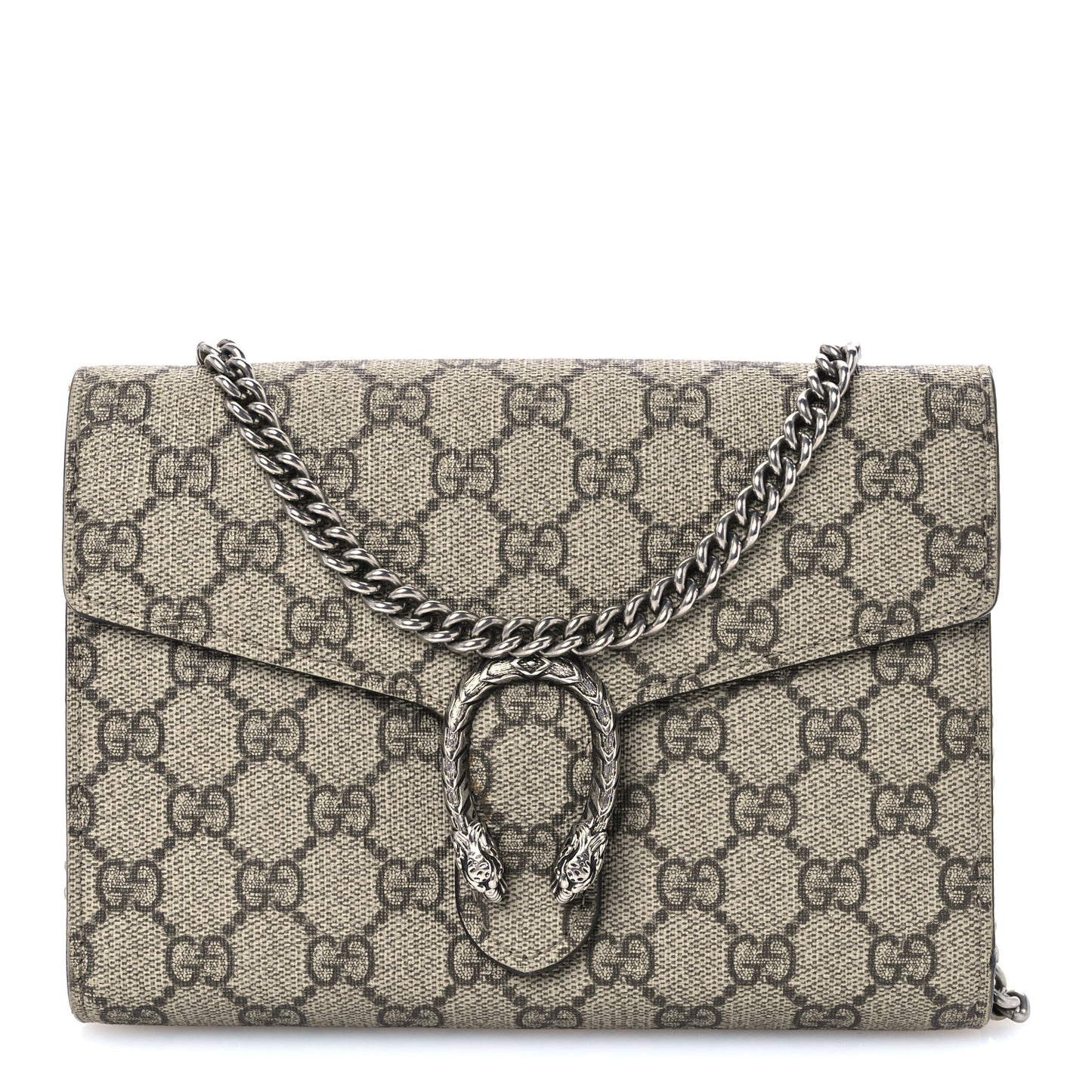 GG Supreme Monogram Mini Dionysus Chain Wallet Beige Taupe