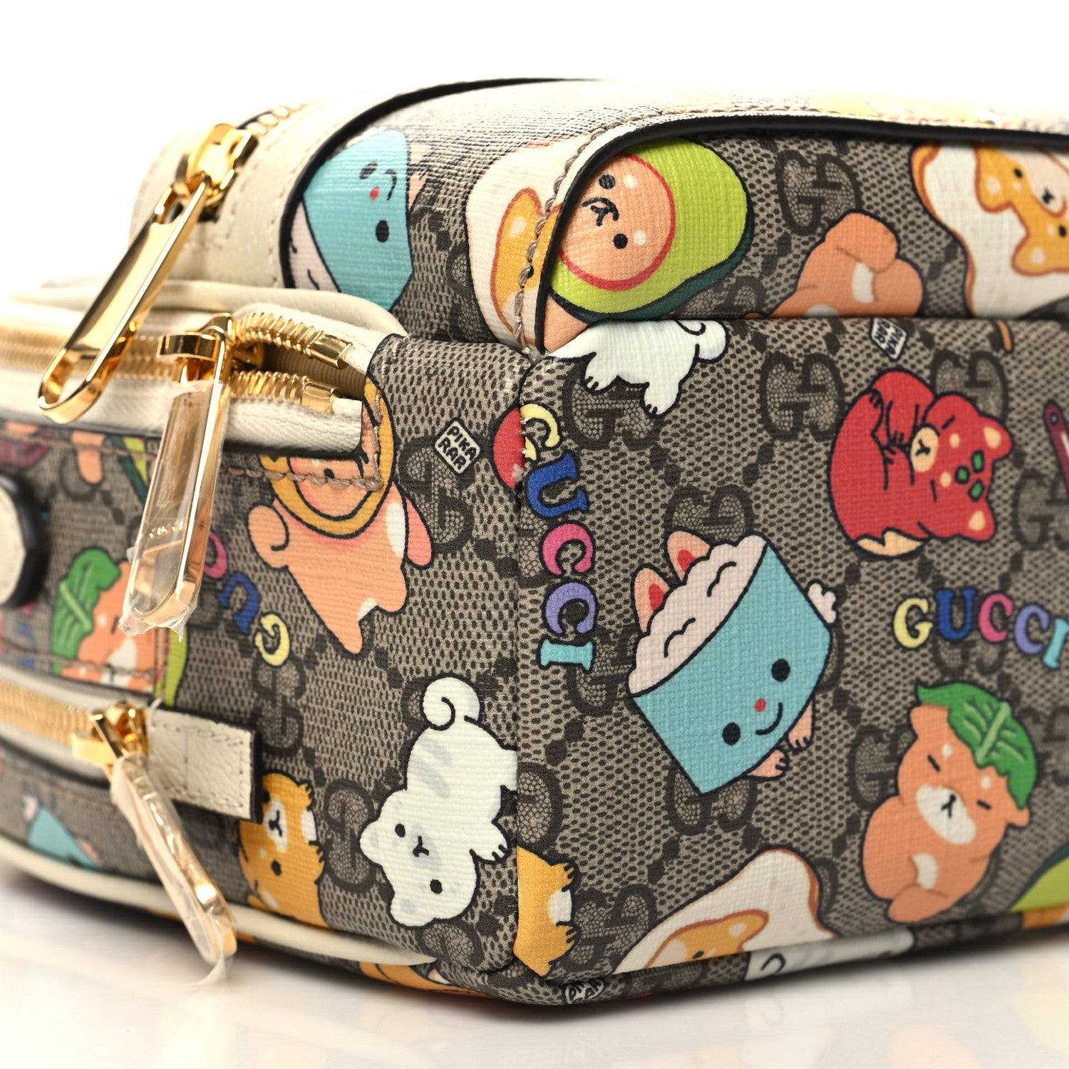 Gucci X PIKARAR GG Supreme Monogram Textured Dollar Calfskin Animal Print Retro Interlocking G Multi-Function Bag Beige Ebony Multicolor Mystic White 10 of 12