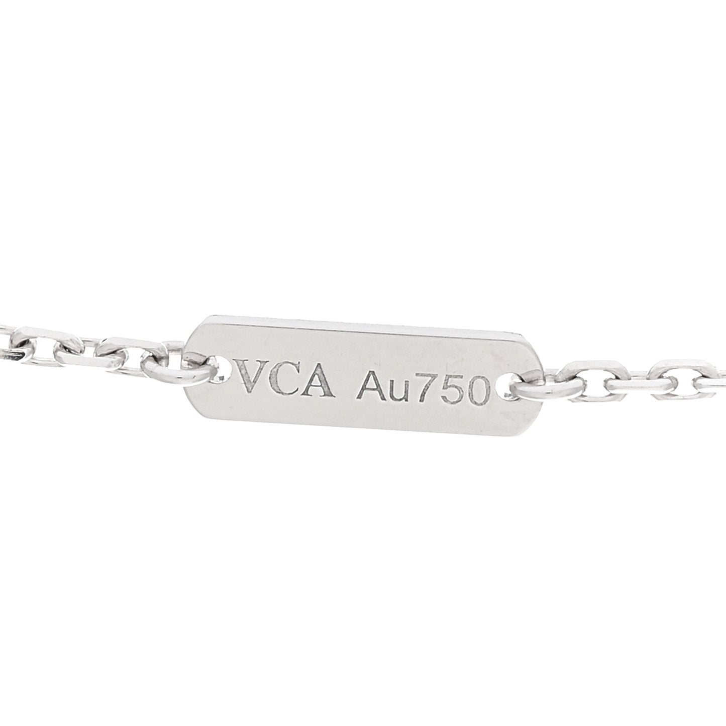 18K White Gold Mother Of Pearl Vintage Alhambra Pendant Necklace