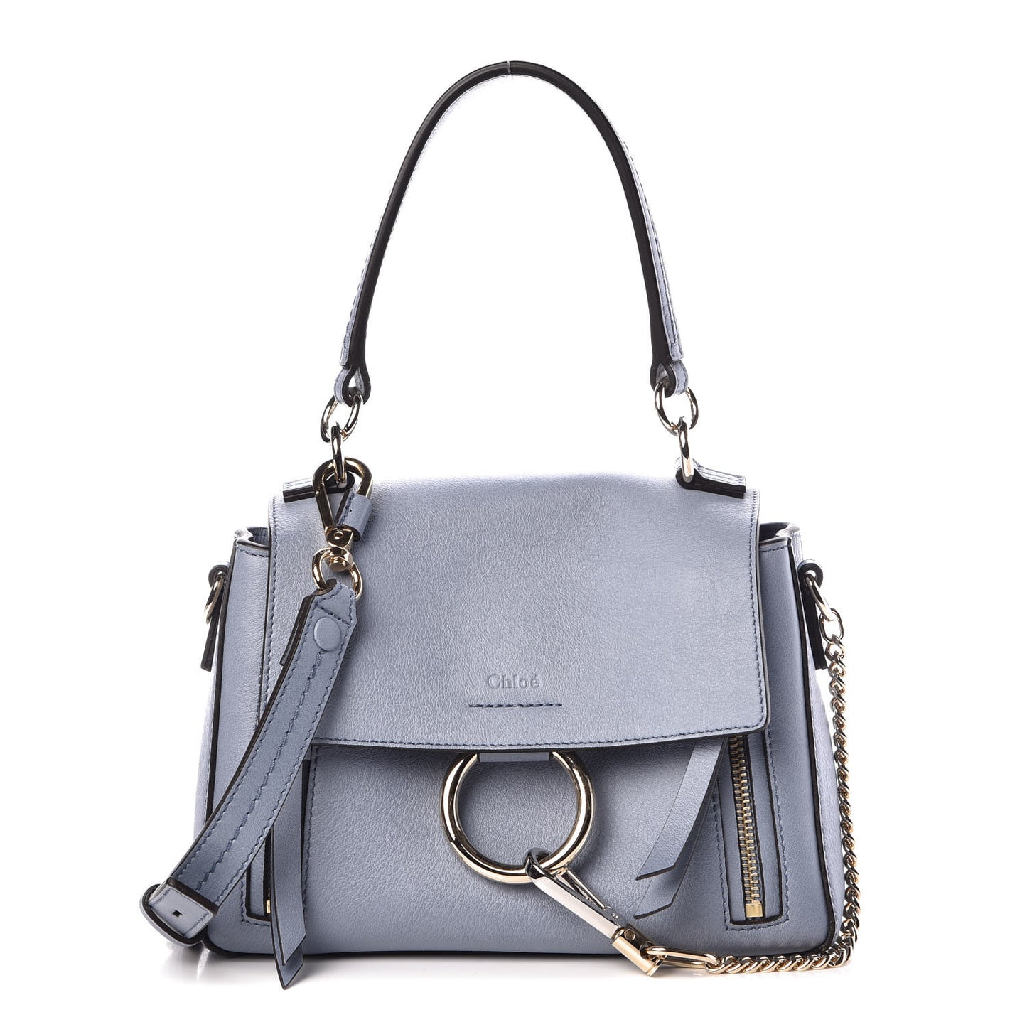 Calfskin Mini Faye Day Shoulder Bag Washed Blue