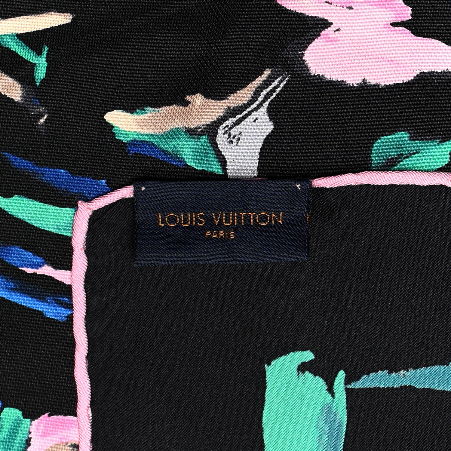 Louis Vuitton Silk Splash Square Scarf Green Pink 3 of 3