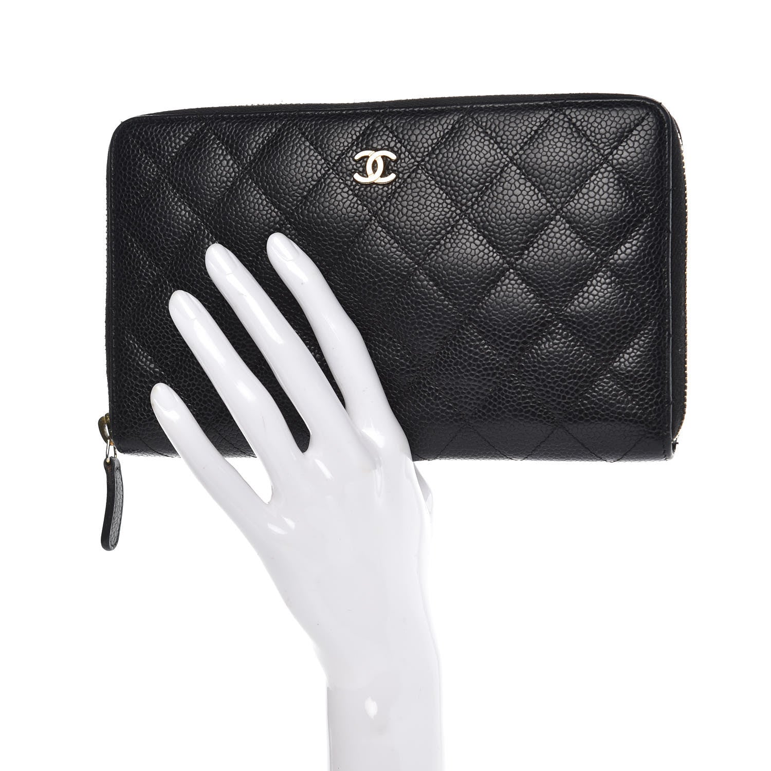 Chanel Caviar Quilted Large Zip Around Organizer Wallet Black 2 of 9