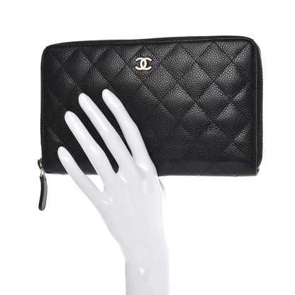 Chanel Caviar Quilted Large Zip Around Organizer Wallet Black 2 of 9