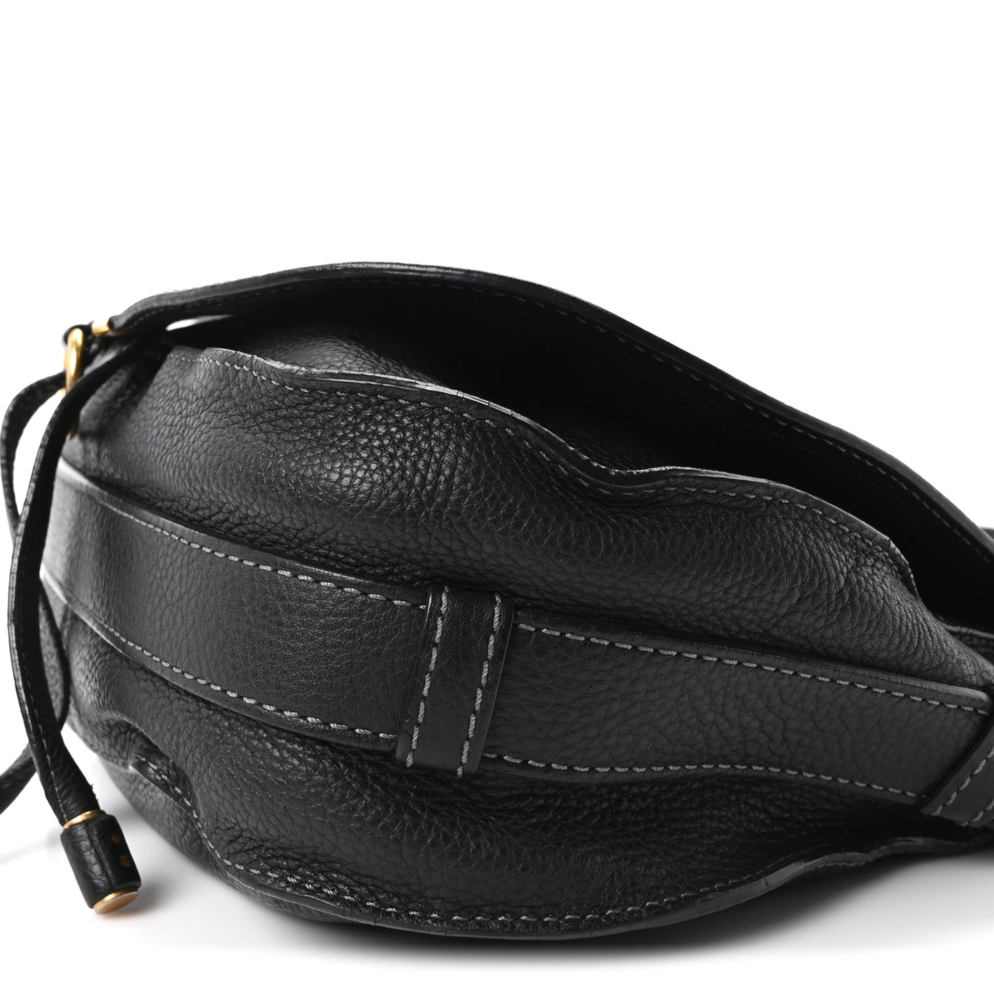 Grained Calfskin Medium Marcie Saddle Bag Black