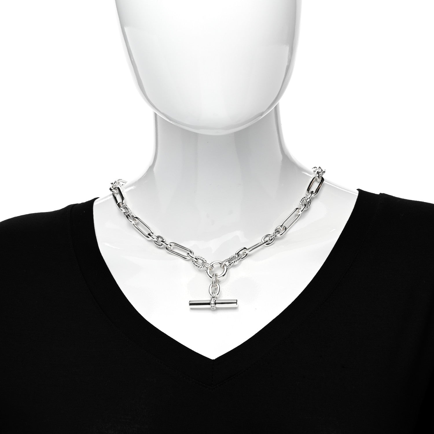 David Yurman Sterling Silver Diamond Lexington Chain Necklace 2 of 4