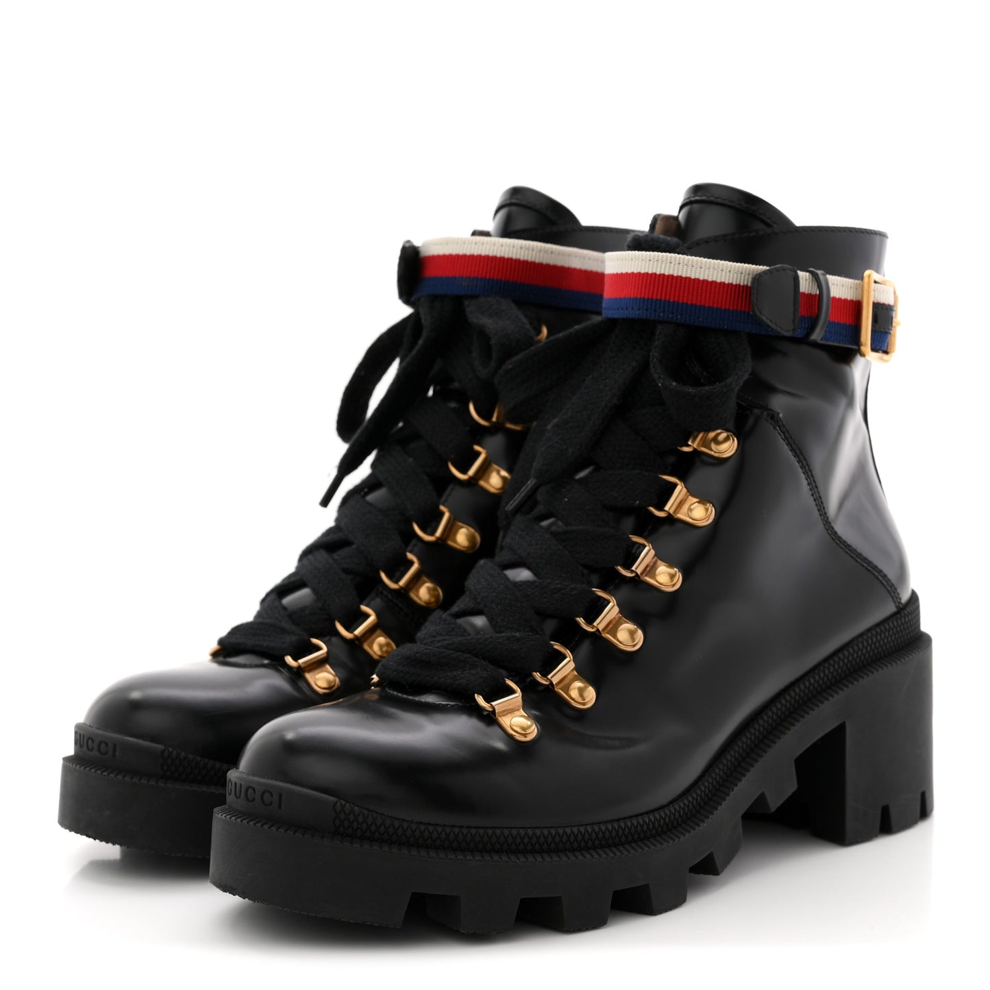 Calfskin Sylvie Web Womens Lace Up Combat Boots 38 Black