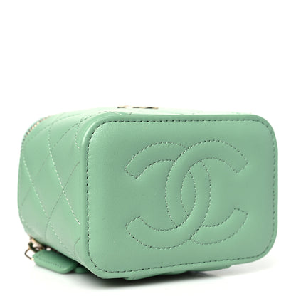 Chanel Lambskin Quilted Top Handle Mini Vanity Case With Chain Green 4 of 11