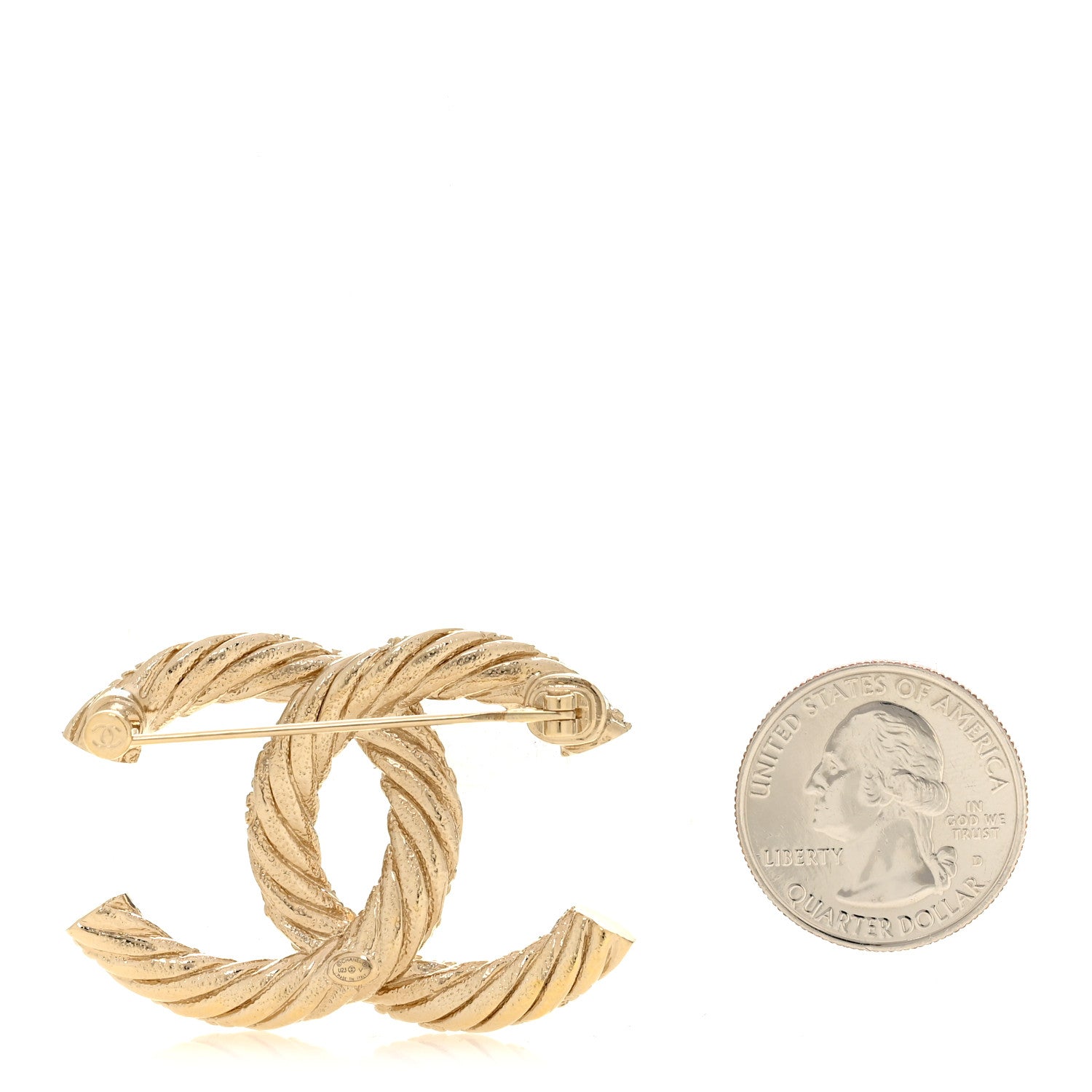 Chanel Twisted CC Brooch Light Gold 2 of 3