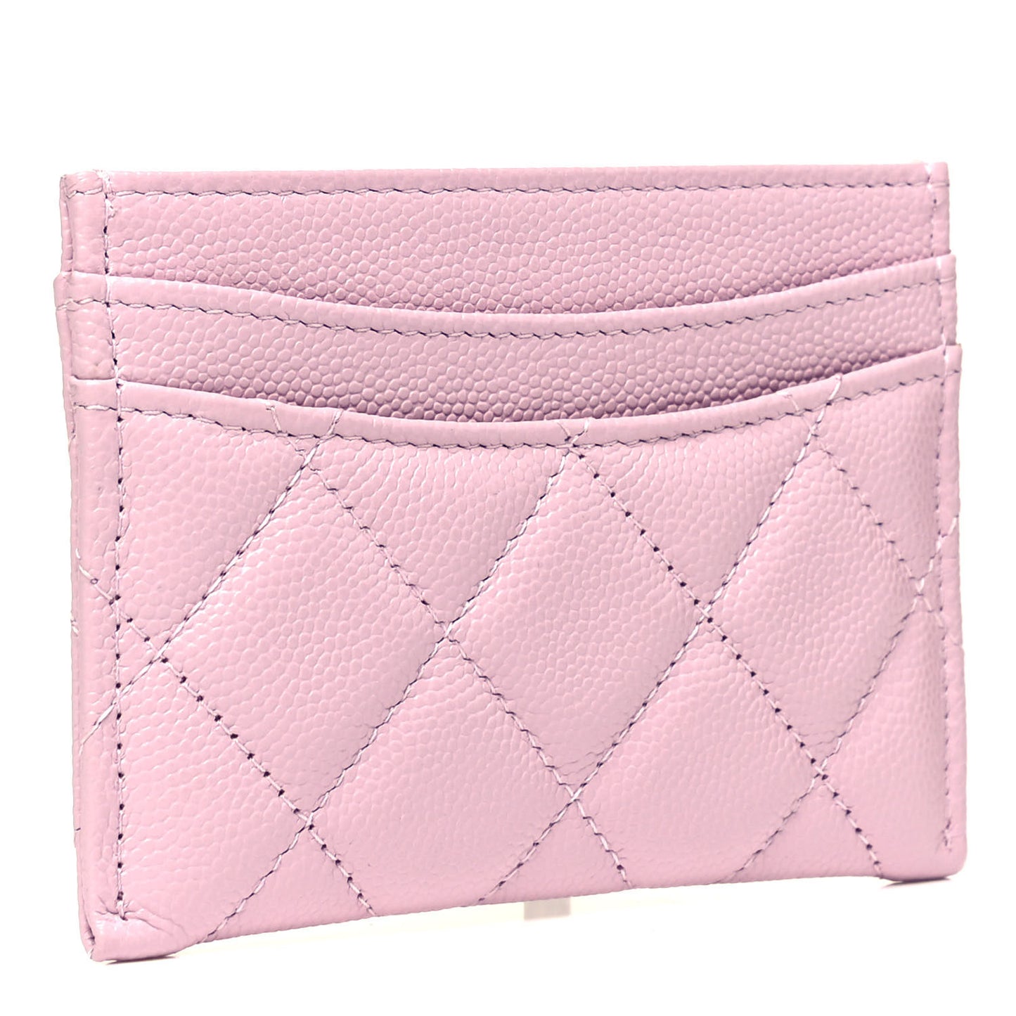 Caviar Quilted Card Holder Light Pink