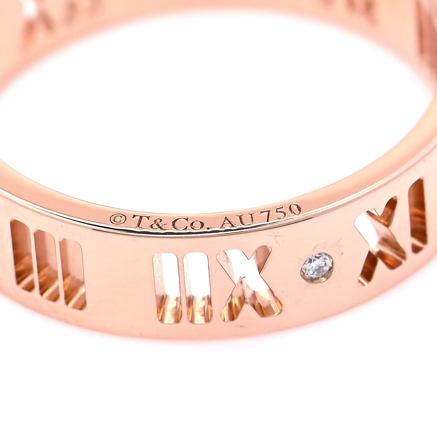 18K Rose Gold Diamond Wide Atlas Pierced Ring 56 7.5